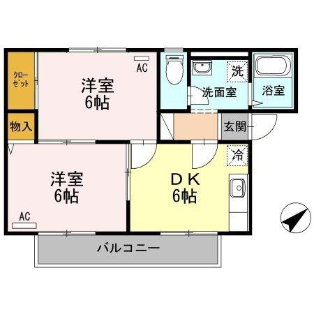 ローズパレス(2DK/2階)の間取り写真