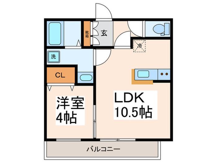 エクレール鴨居II(1LDK/3階)の間取り写真