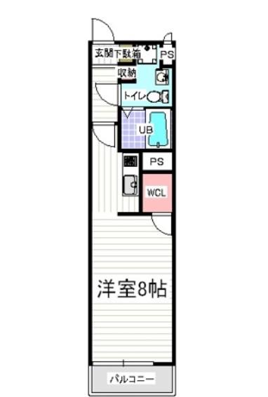 ルームス市川(1K/4階)の間取り写真
