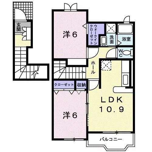 ヴィラージュ(2LDK/2階)の間取り写真