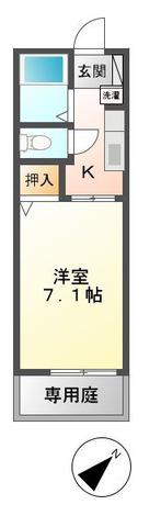 エミネンス竹下(1K/1階)の間取り写真