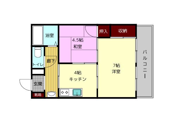 クオリア西大寺(2K/2階)の間取り写真