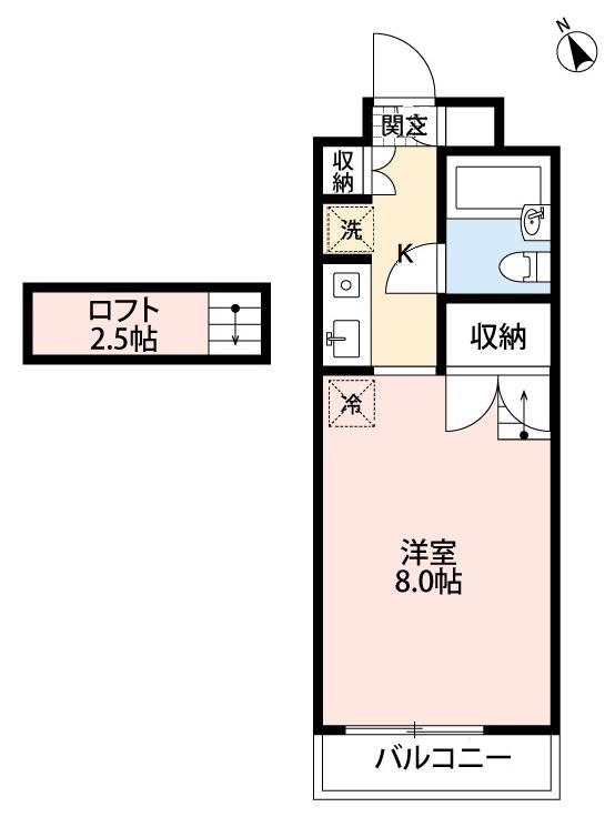 HILLS FUJIKAWA(ワンルーム/3階)の間取り写真