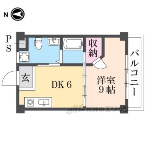 香里ヶ丘ビル(1DK/3階)の間取り写真