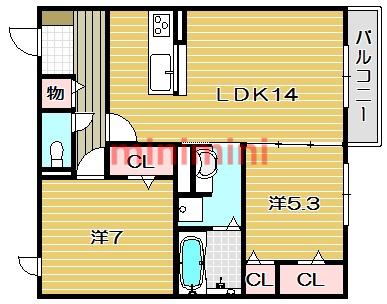 セジュール春日(2LDK/1階)の間取り写真