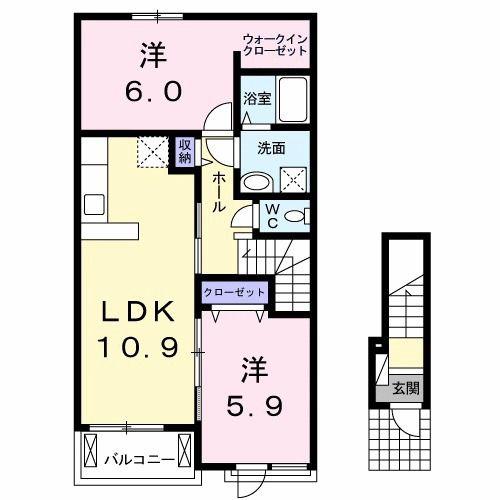 アンシャンテII(2LDK/2階)の間取り写真