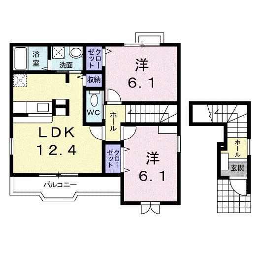 プラシードN(2LDK/2階)の間取り写真