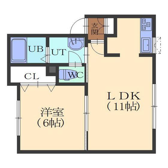 レラ美原(1LDK/2階)の間取り写真