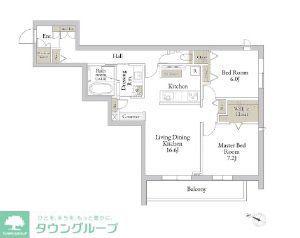 桜橋グランデ(2LDK/1階)の間取り写真
