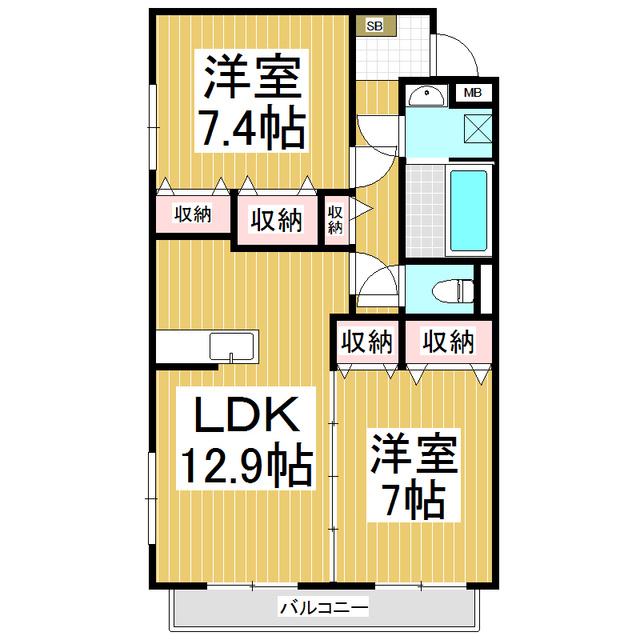 フォルテクレスト本郷(2LDK/3階)の間取り写真