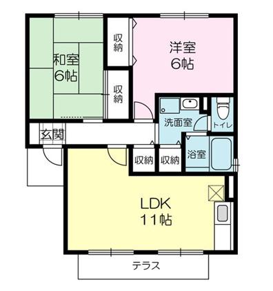 ルクプルF(2DK/2階)の間取り写真
