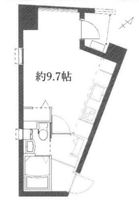 クロス磯上公園(ワンルーム/4階)の間取り写真