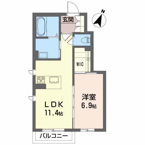 メゾンリバレイン(1LDK/1階)の間取り写真