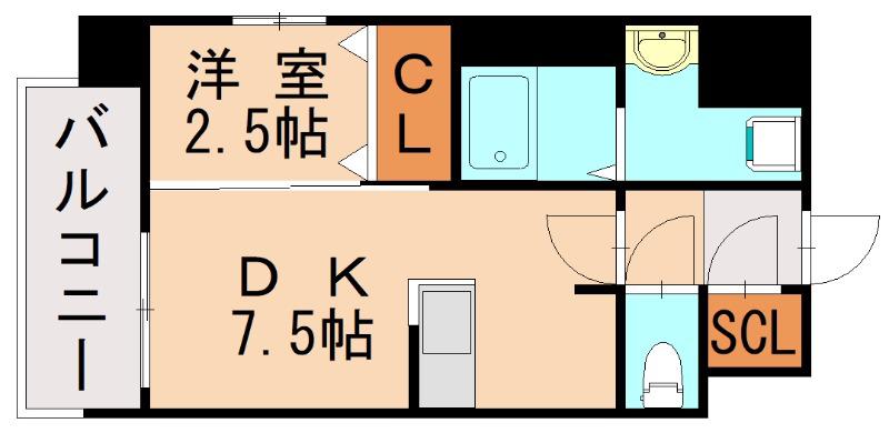 ブランシエスタ千早RJR(1DK/13階)の間取り写真