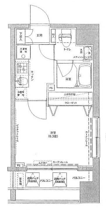 リクレイシア西横浜(1K/7階)の間取り写真