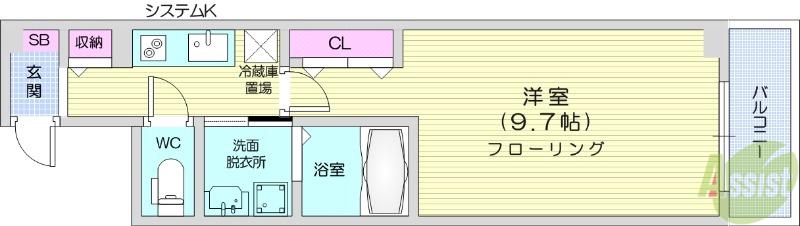 杜の風 原町Ⅱ(1K/1階)の間取り写真