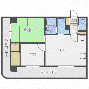 アルピナハイム(2LDK/6階)の間取り写真
