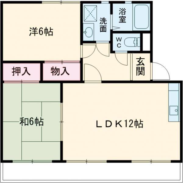 レインボウヒルズ(2LDK/2階)の間取り写真