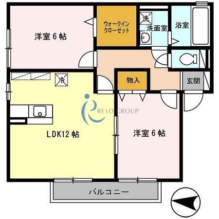 カトルアン(2LDK/2階)の間取り写真