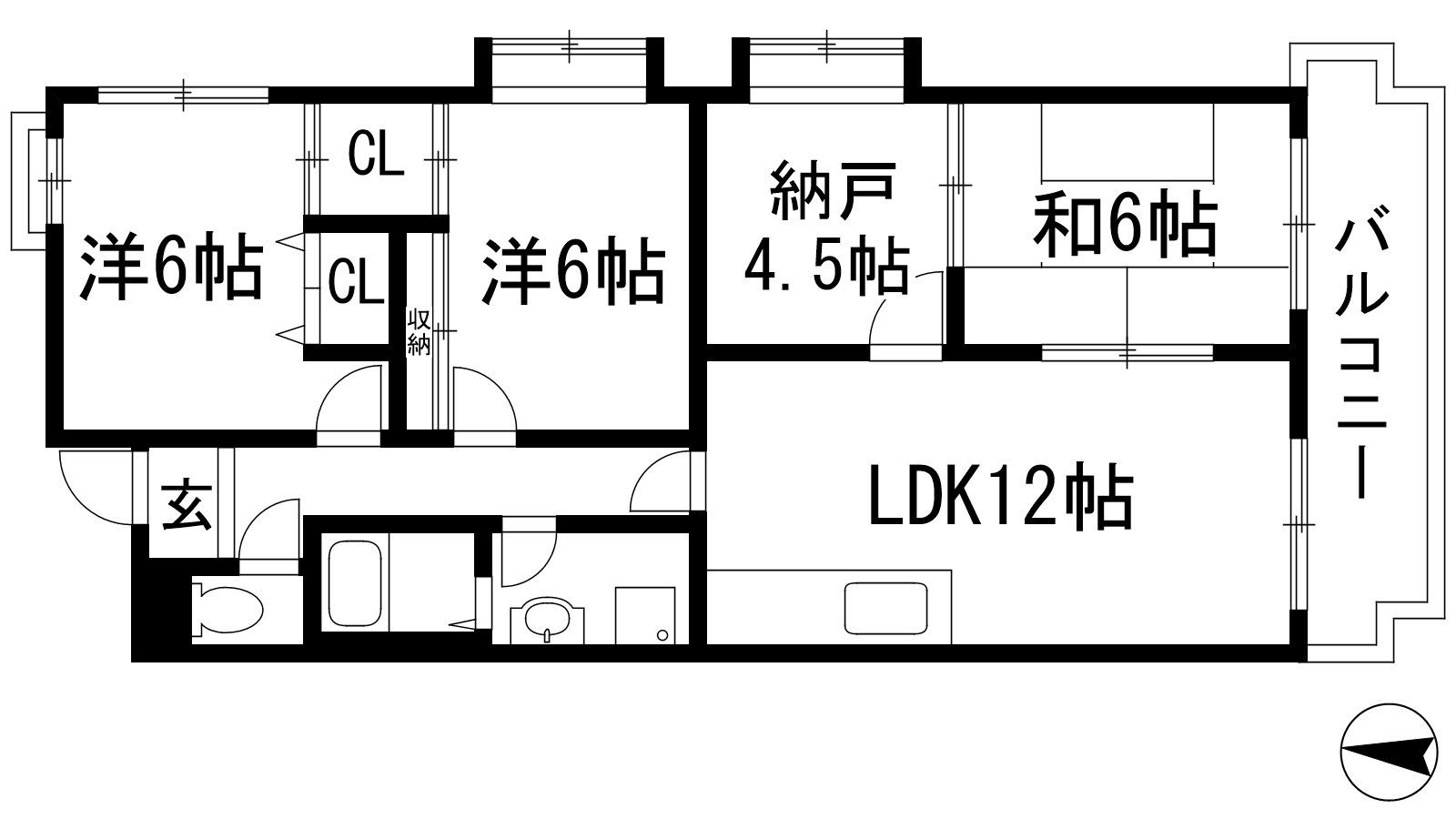 クレセール宝塚(3SLDK/2階)の間取り写真