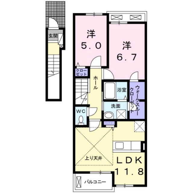 ビサイドサラン(2LDK/2階)の間取り写真
