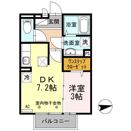 ルミエ広畑本町(1DK/1階)の間取り写真