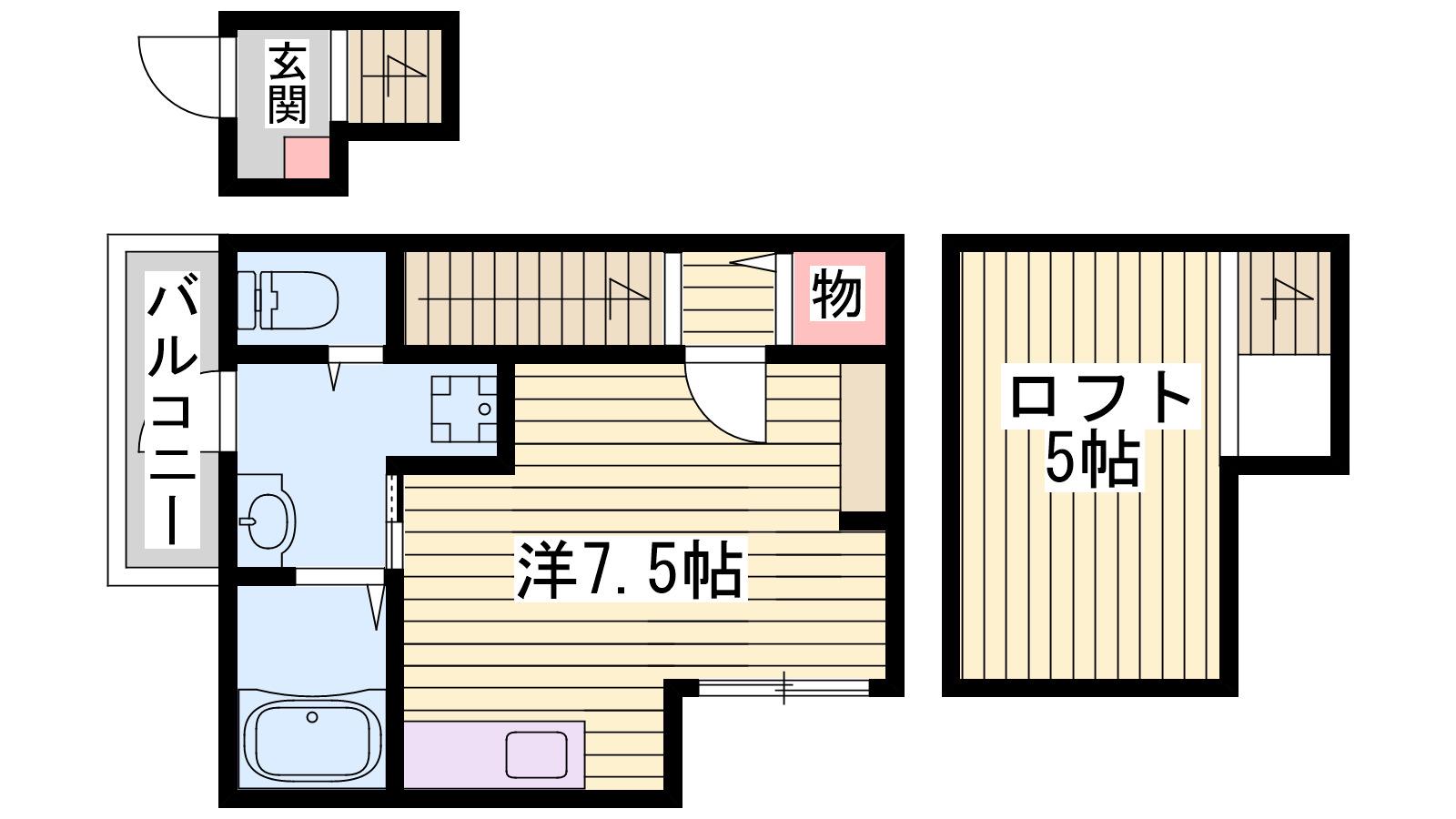 あんしん明石(ワンルーム/2階)の間取り写真