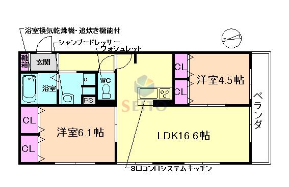 ファミーユ(2LDK/2階)の間取り写真