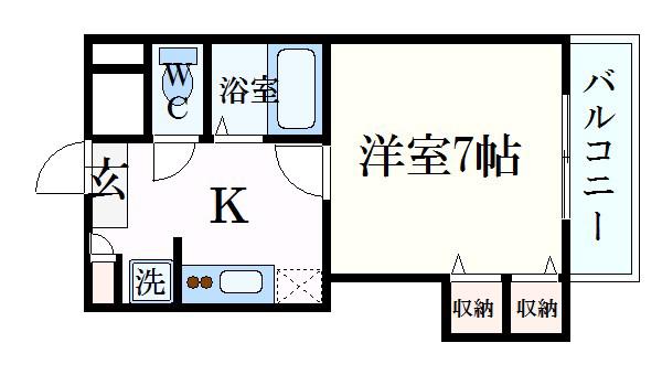 ジュネス神屋町(1K/7階)の間取り写真