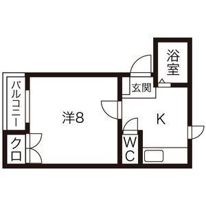 ユキトモハウス(1K/2階)の間取り写真