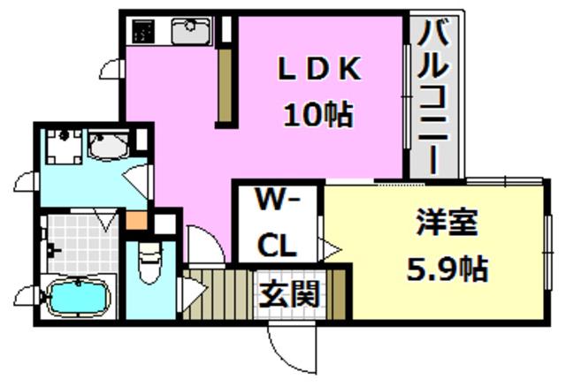 サクラI番館(1LDK/2階)の間取り写真