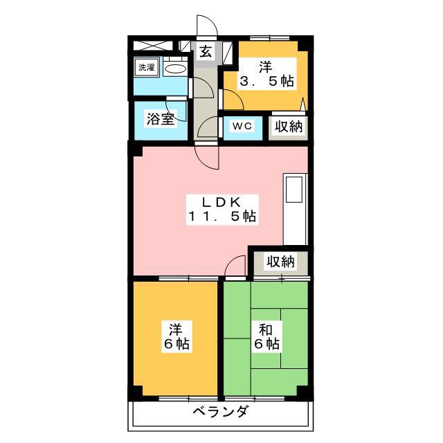 サクスィードシノザキ(3LDK/3階)の間取り写真