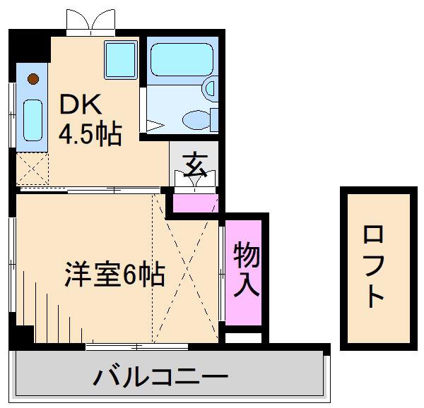 ベルハイムミチ(1DK/3階)の間取り写真