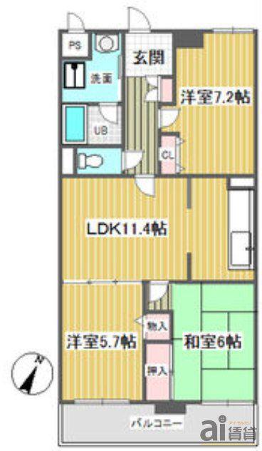 メゾン・プレミール(3LDK/9階)の間取り写真