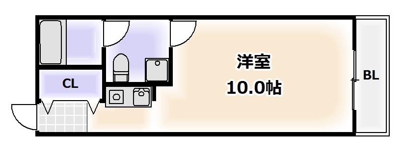 ライオンズシティ難波南(1K/3階)の間取り写真