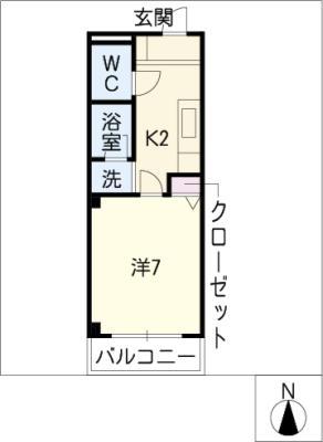 プレミール・シャンブル(1K/2階)の間取り写真