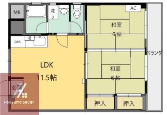 コーポ堀江(2LDK/2階)の間取り写真