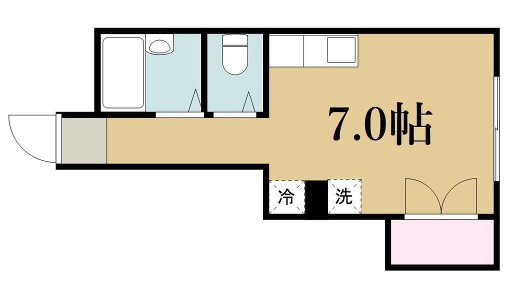 仙台市地下鉄南北線 台原駅 徒歩7分 3階建 築39年(ワンルーム/2階)の間取り写真