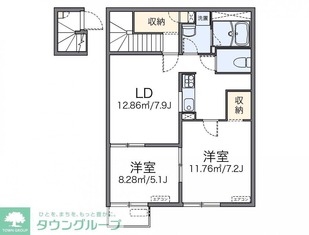 レオネクストハッピースクエア(2LDK/2階)の間取り写真