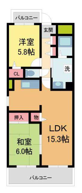 クオリティ西芦屋Ⅱ(2LDK/2階)の間取り写真
