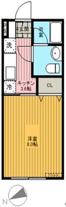 ソレアード(1K/2階)の間取り写真
