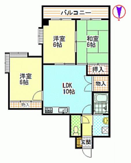 ガーデンコートIMAI(3LDK/3階)の間取り写真