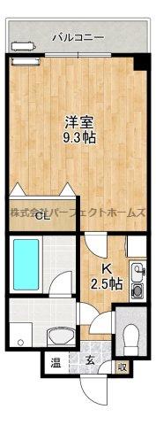 枚方グランドマンション(1K/2階)の間取り写真