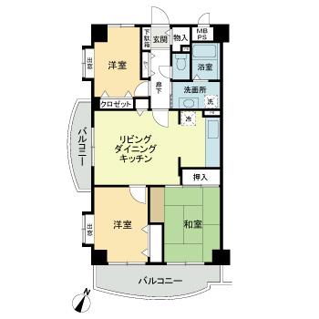 ビューハイツ高山(3LDK/2階)の間取り写真