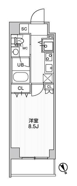 ステージファースト浅草橋IV(1K/5階)の間取り写真