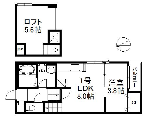 CASA FELICE455(1LDK/1階)の間取り写真