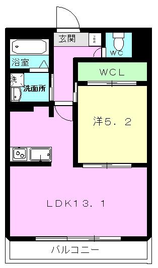 PRECIOUS菊陽(1LDK/8階)の間取り写真