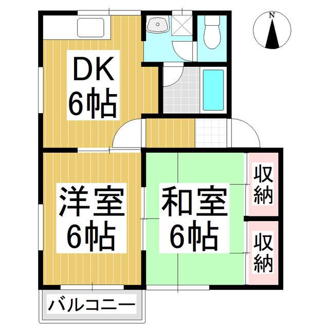コーポアザレア(2DK/2階)の間取り写真