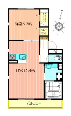 CORAL・II(1LDK/3階)の間取り写真