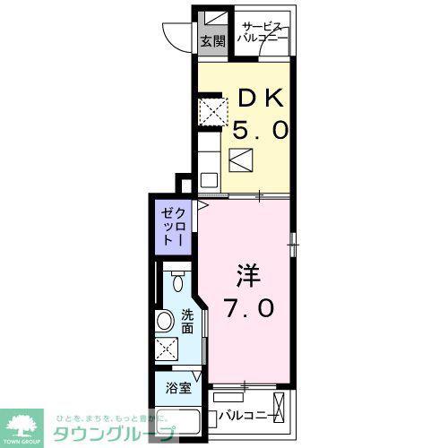 花音又穂(1DK/1階)の間取り写真
